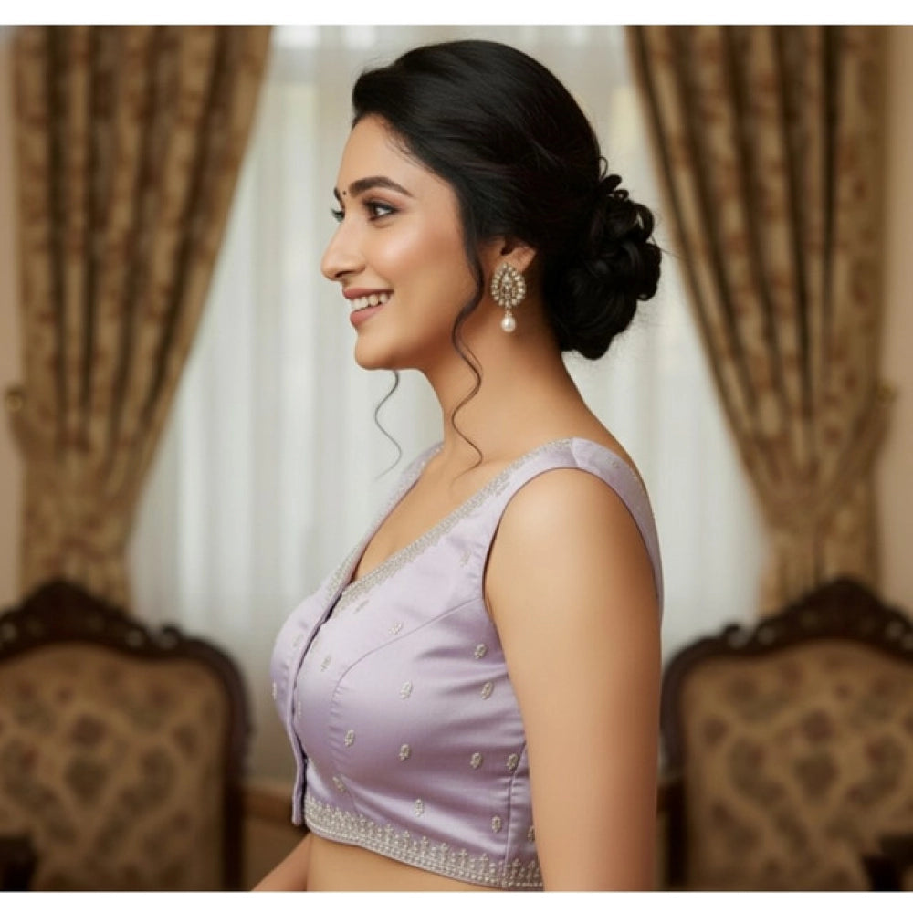 Women's Zimmi Choo Sequin Work V-Neck Padded Blouse (Lavender 38 Ready (Self Alterable 36–40)