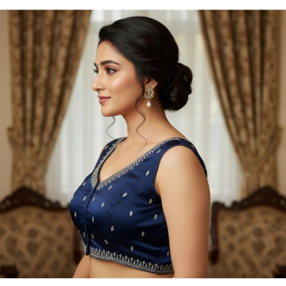 Women's Zimmi Choo Sequin Work V-Neck Padded Blouse (Navy 38 Ready (Self Alterable 36–40)