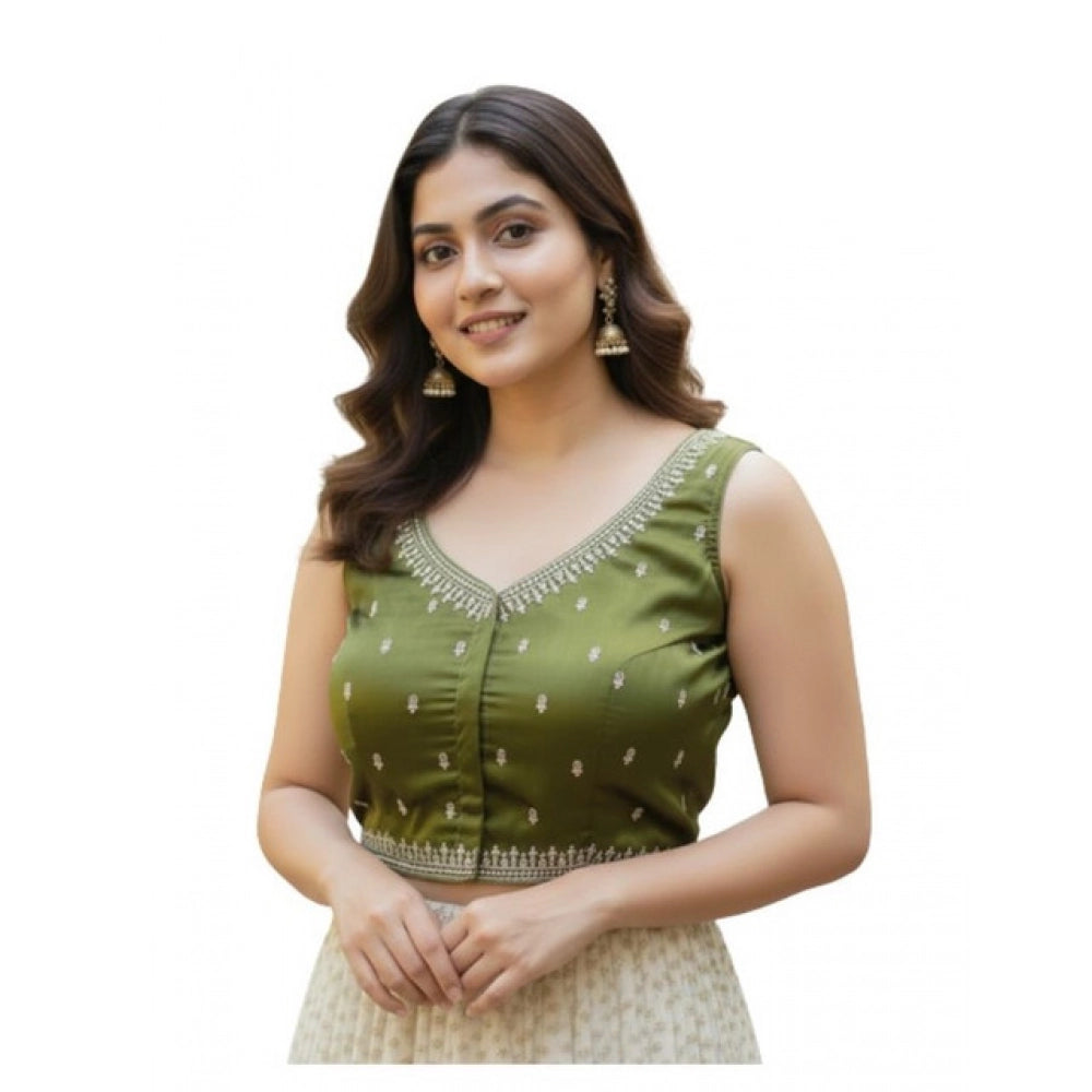 Women's Zimmi Choo Sequin Work V-Neck Padded Blouse (Olive 38 Ready (Self Alterable 36–40)