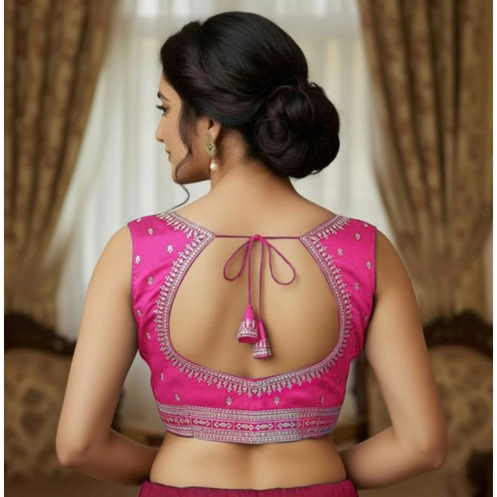 Women's Zimmi Choo Sequin Work V-Neck Padded Blouse (Pink 38 Ready (Self Alterable 36–40)