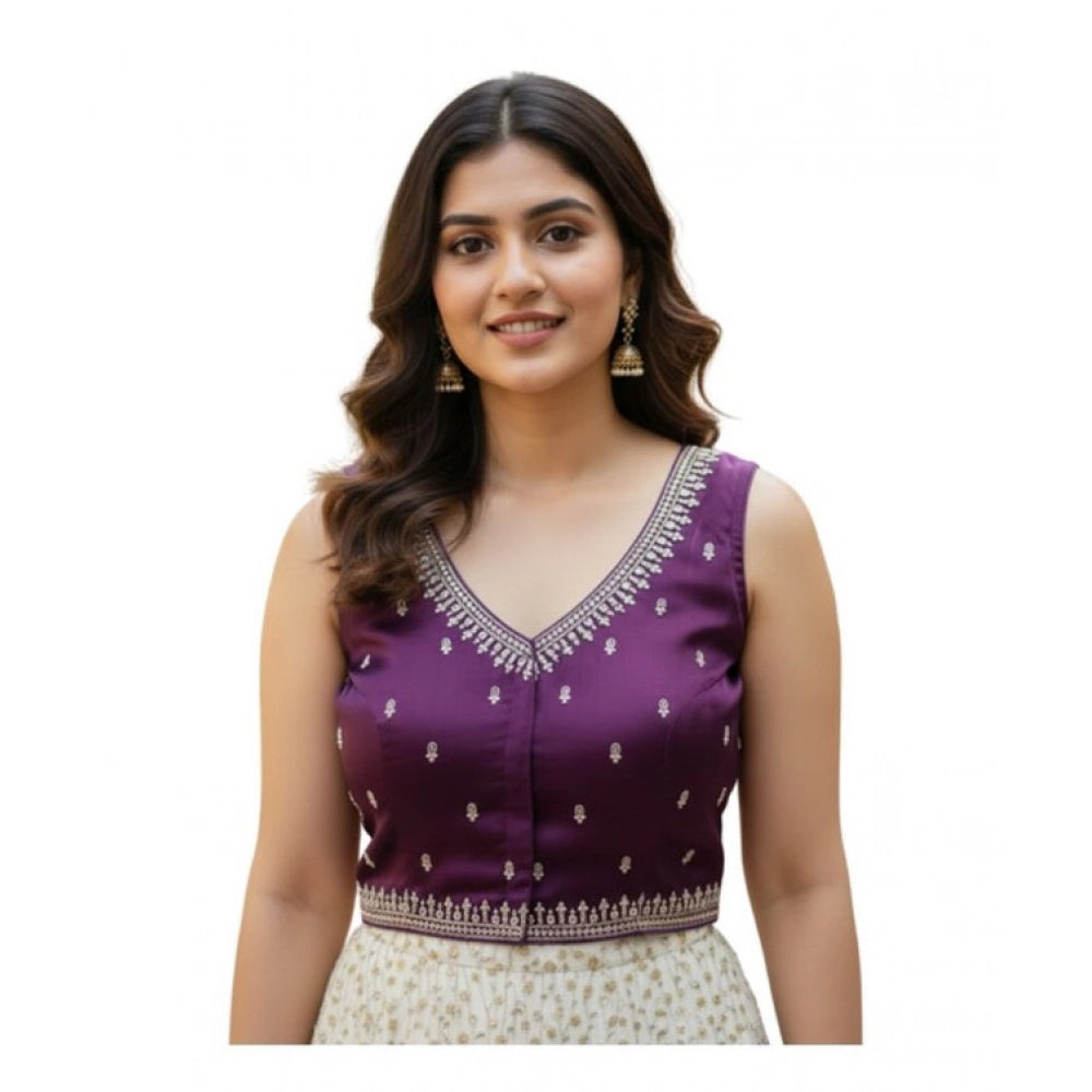 Women's Zimmi Choo Sequin Work V-Neck Padded Blouse (Purple 38 Ready (Self Alterable 36–40)