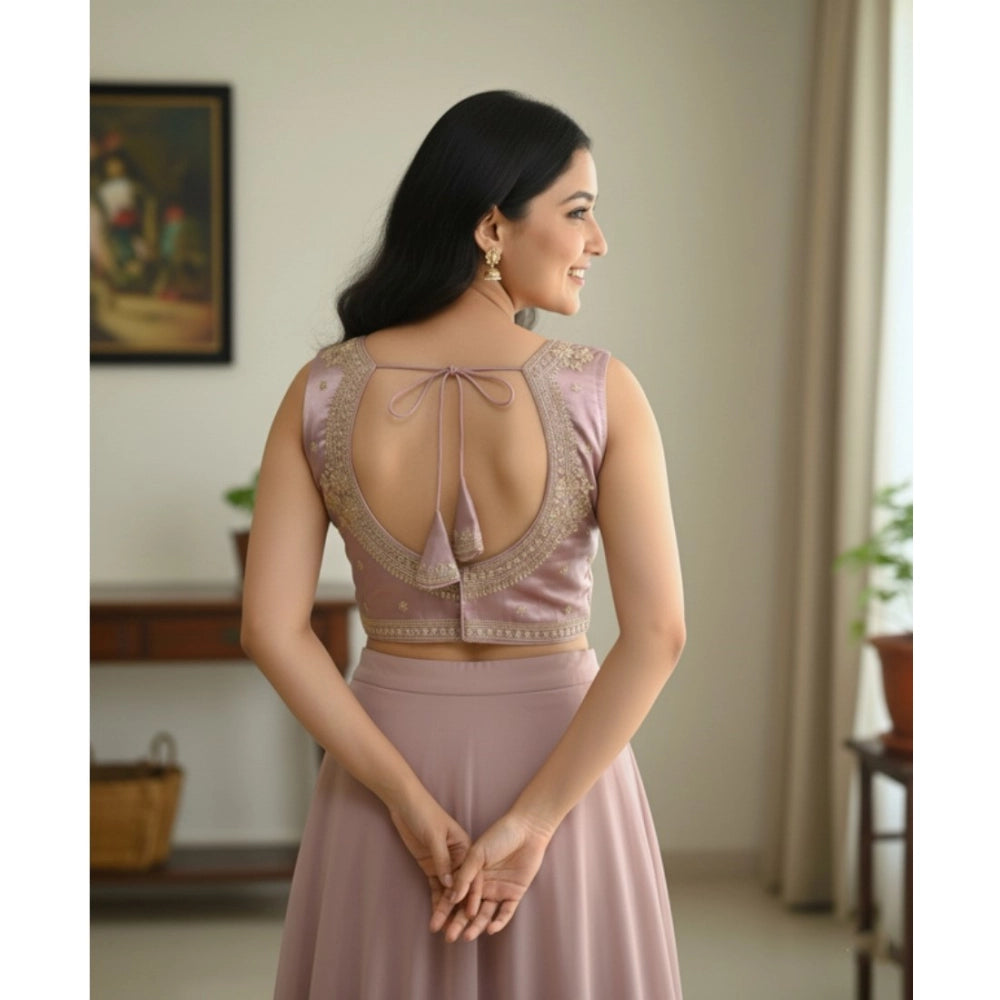 Women's Zimmi Choo Embroidered V-Neck Padded Blouse (Lavender 38 Ready (Self Alterable 36–40)