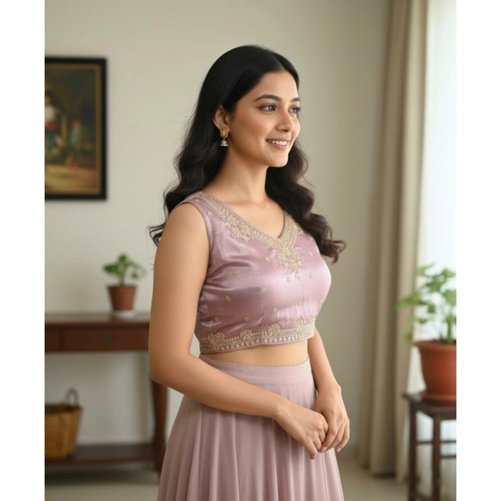 Women's Zimmi Choo Embroidered V-Neck Padded Blouse (Lavender 38 Ready (Self Alterable 36–40)