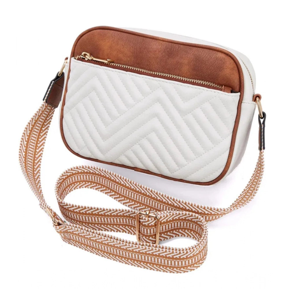 Women's PU Leather Zipper Sling Bag