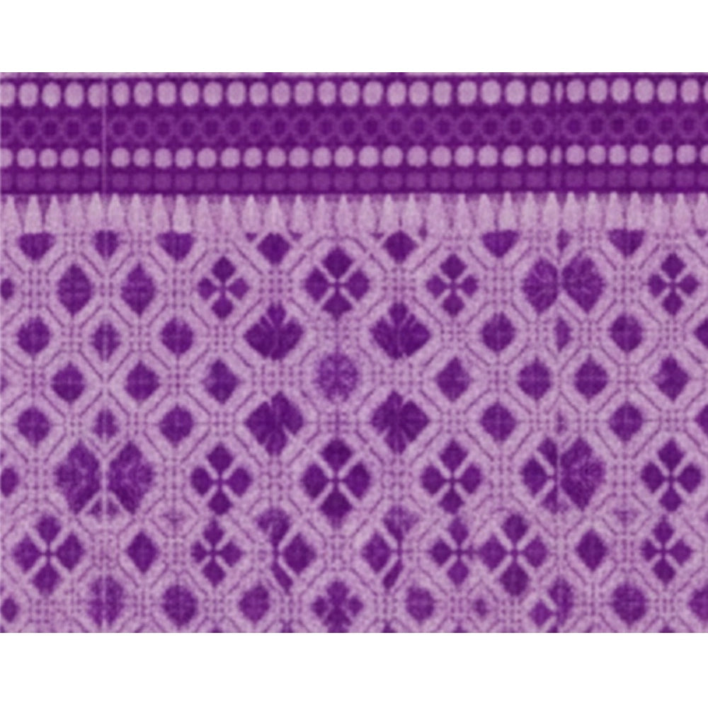 Fleece Geometric Double Polar Warm Bedsheet with 2 Pillow Cover (Purple)