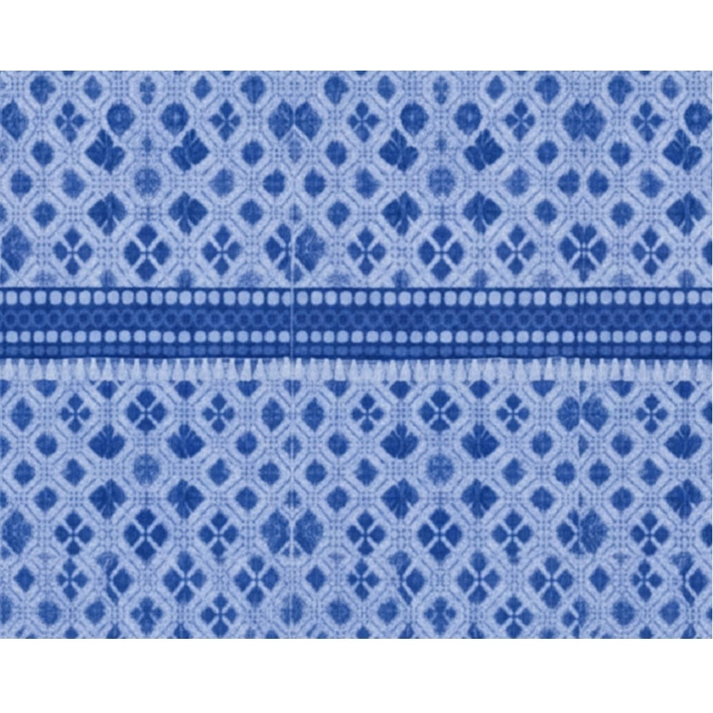 Fleece Geometric Double Polar Warm Bedsheet with 2 Pillow Cover (Blue)