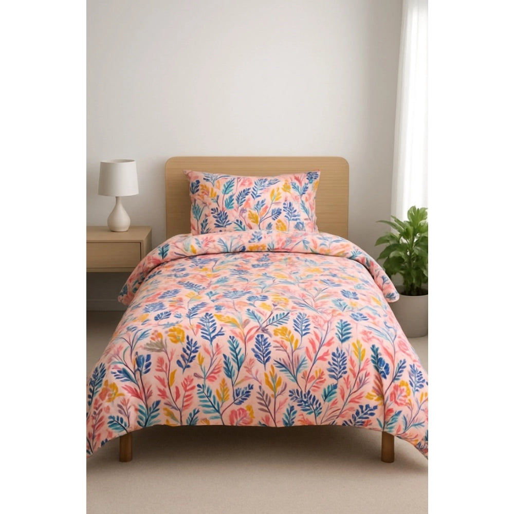 Microfiber Floral Printed Single Bedsheet with 1 Pillow Cover (Multicolor)