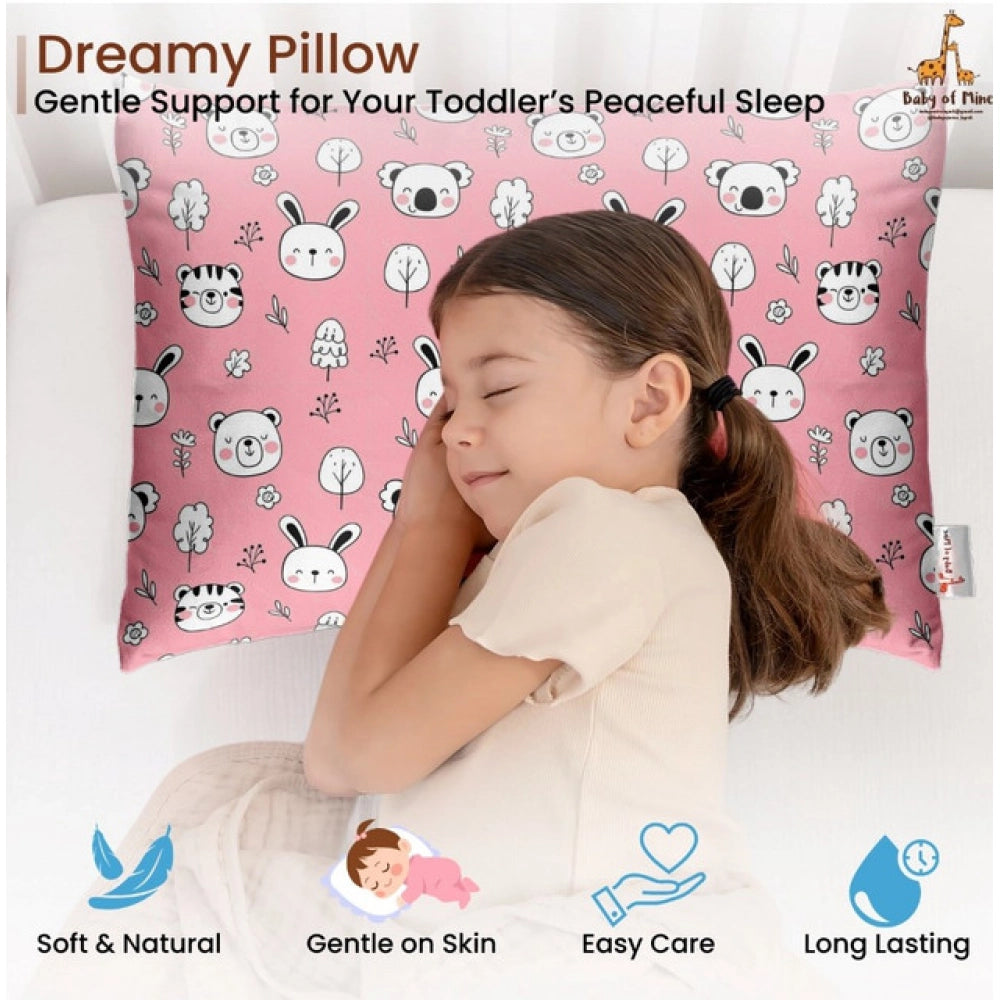 Soft Plush Printed Baby Infant Pillow for Kids Age 1 To 5 Years (Pink)