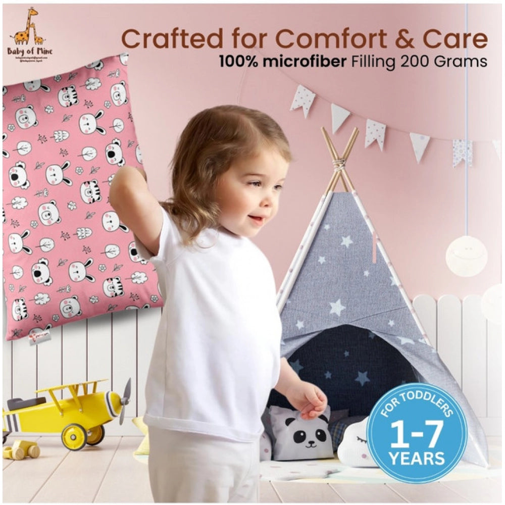 Soft Plush Printed Baby Infant Pillow for Kids Age 1 To 5 Years (Pink)
