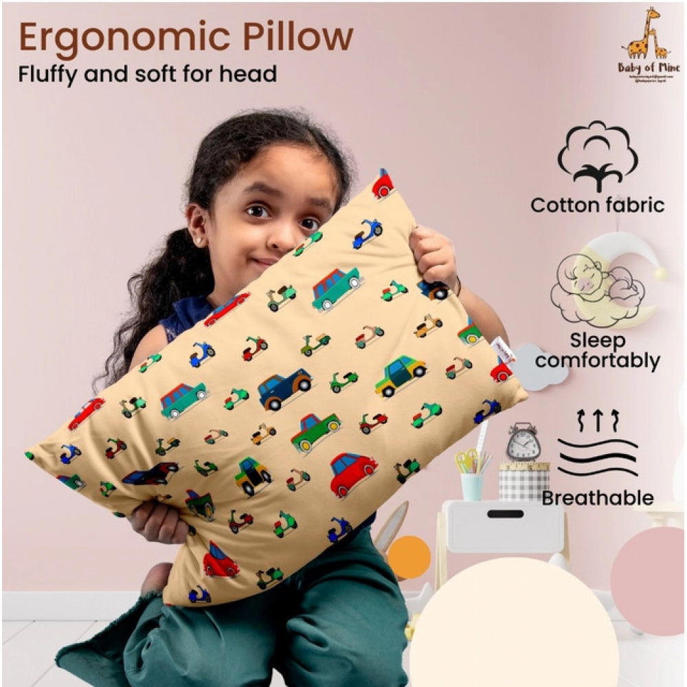 Soft Plush Printed Baby Infant Pillow for Kids Age 1 To 5 Years (Beige)