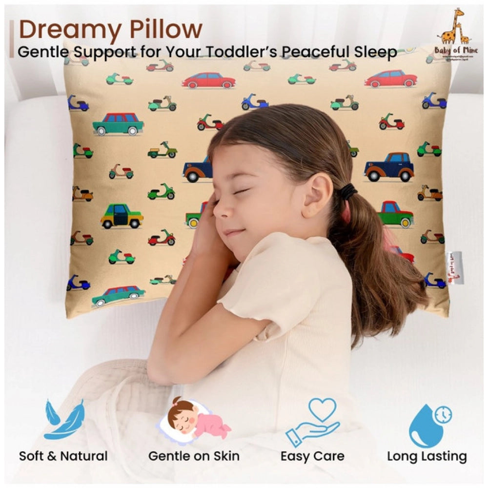 Soft Plush Printed Baby Infant Pillow for Kids Age 1 To 5 Years (Beige)