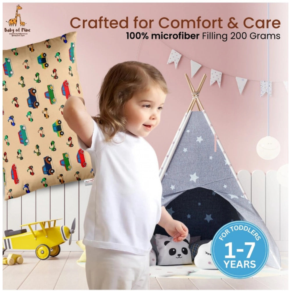 Soft Plush Printed Baby Infant Pillow for Kids Age 1 To 5 Years (Beige)