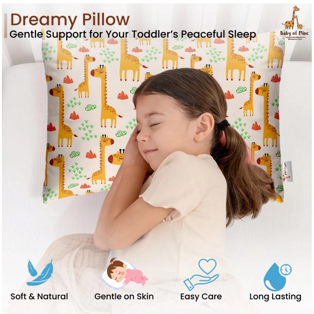 Soft Plush Printed Baby Infant Pillow for Kids Age 1 To 5 Years (Mustard)