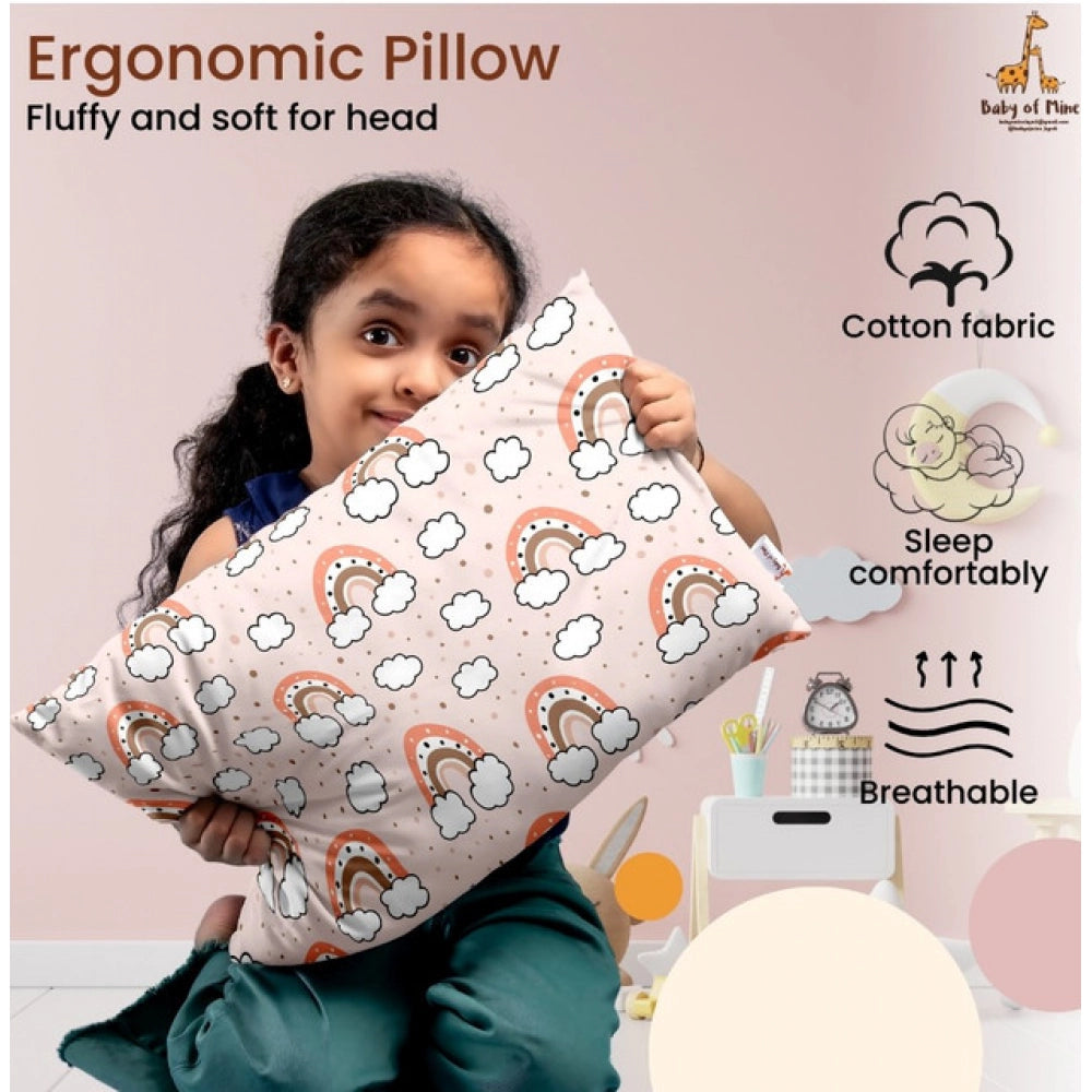 Soft Plush Printed Baby Infant Pillow for Kids Age 1 To 5 Years (Peach)