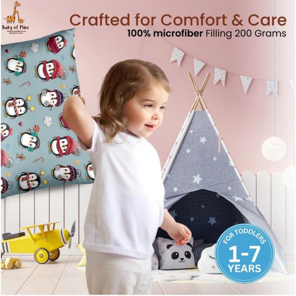 Soft Plush Printed Baby Infant Pillow for Kids Age 1 To 5 Years (Grey)