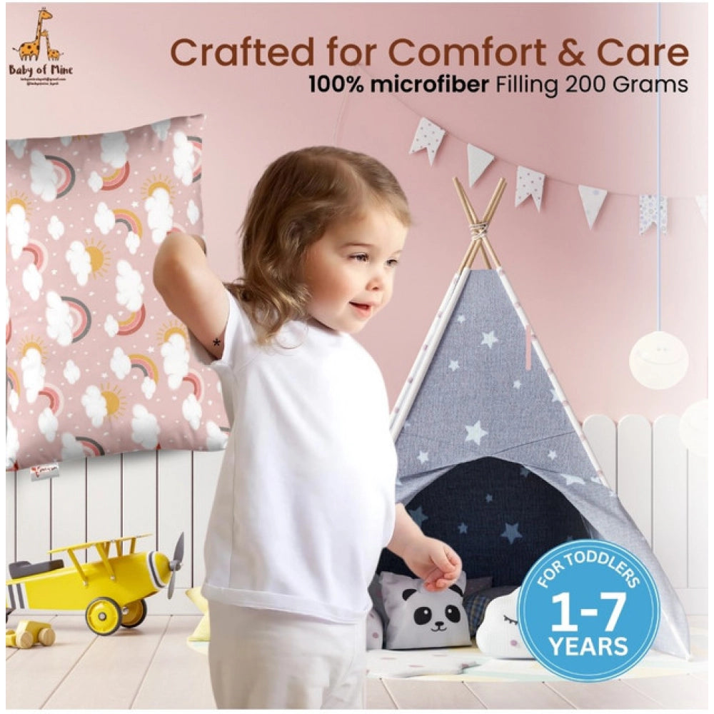 Soft Plush Printed Baby Infant Pillow for Kids Age 1 To 5 Years (Pink)