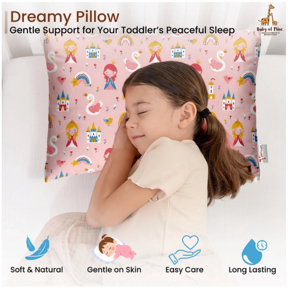 Soft Plush Printed Baby Infant Pillow for Kids Age 1 To 5 Years (Pink)