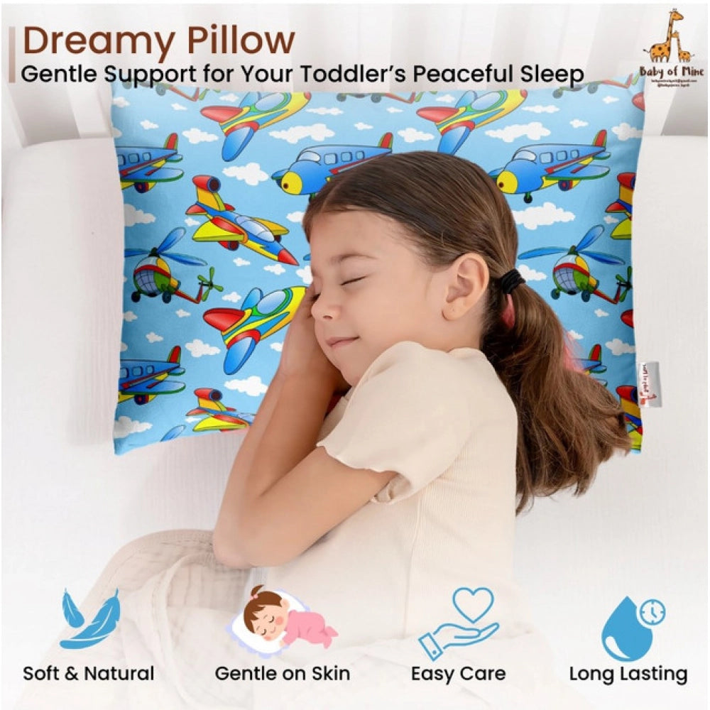 Soft Plush Printed Baby Infant Pillow for Kids Age 1 To 5 Years (Blue)
