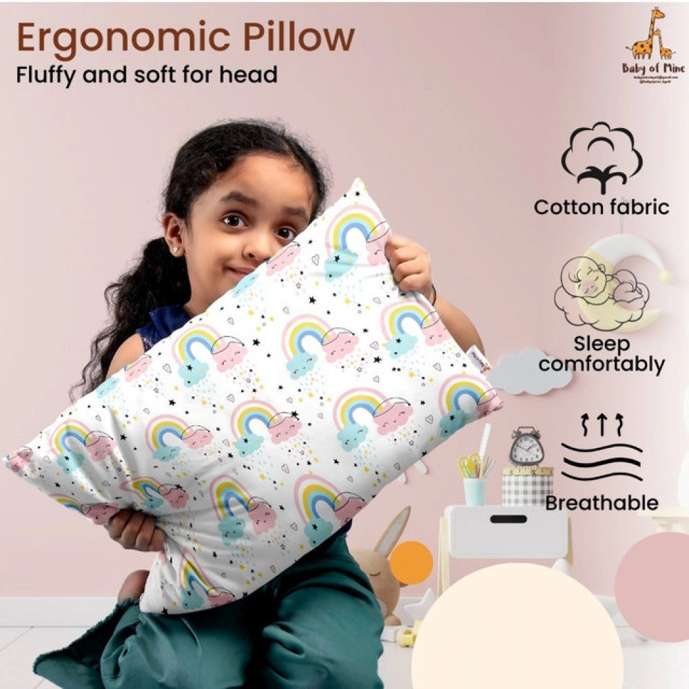 Soft Plush Printed Baby Infant Pillow for Kids Age 1 To 5 Years (White)