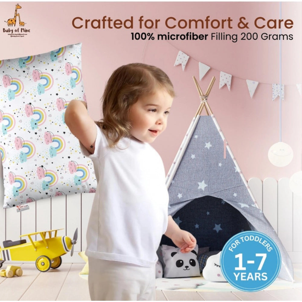 Soft Plush Printed Baby Infant Pillow for Kids Age 1 To 5 Years (White)