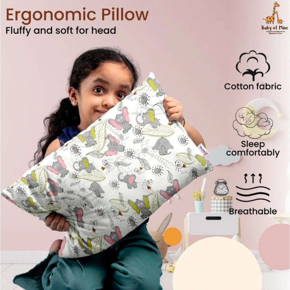 Soft Plush Printed Baby Infant Pillow for Kids Age 1 To 5 Years (Off White)