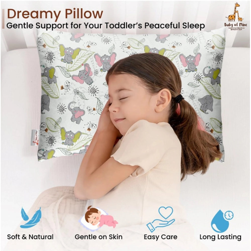 Soft Plush Printed Baby Infant Pillow for Kids Age 1 To 5 Years (Off White)