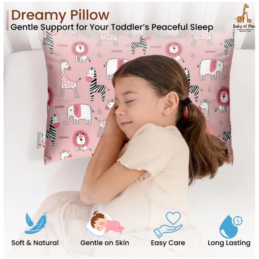 Soft Plush Printed Baby Infant Pillow for Kids Age 1 To 5 Years (Pink)