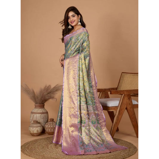 Women's Jacquard Saree With Unstitched Blouse 5.5Mtr (Multicolor)