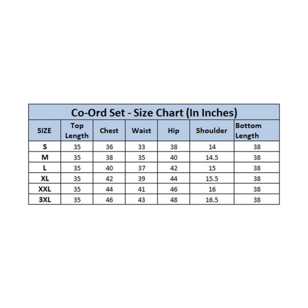 Women's Polyester Printed 3-4th Sleeve Co-Ord Set (Multicolor)